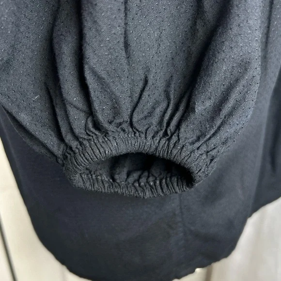 PAIGE Journee Tie Shoulder Blouse Grommets and Ruffle Detail Black Size Medium - Picture 8 of 11